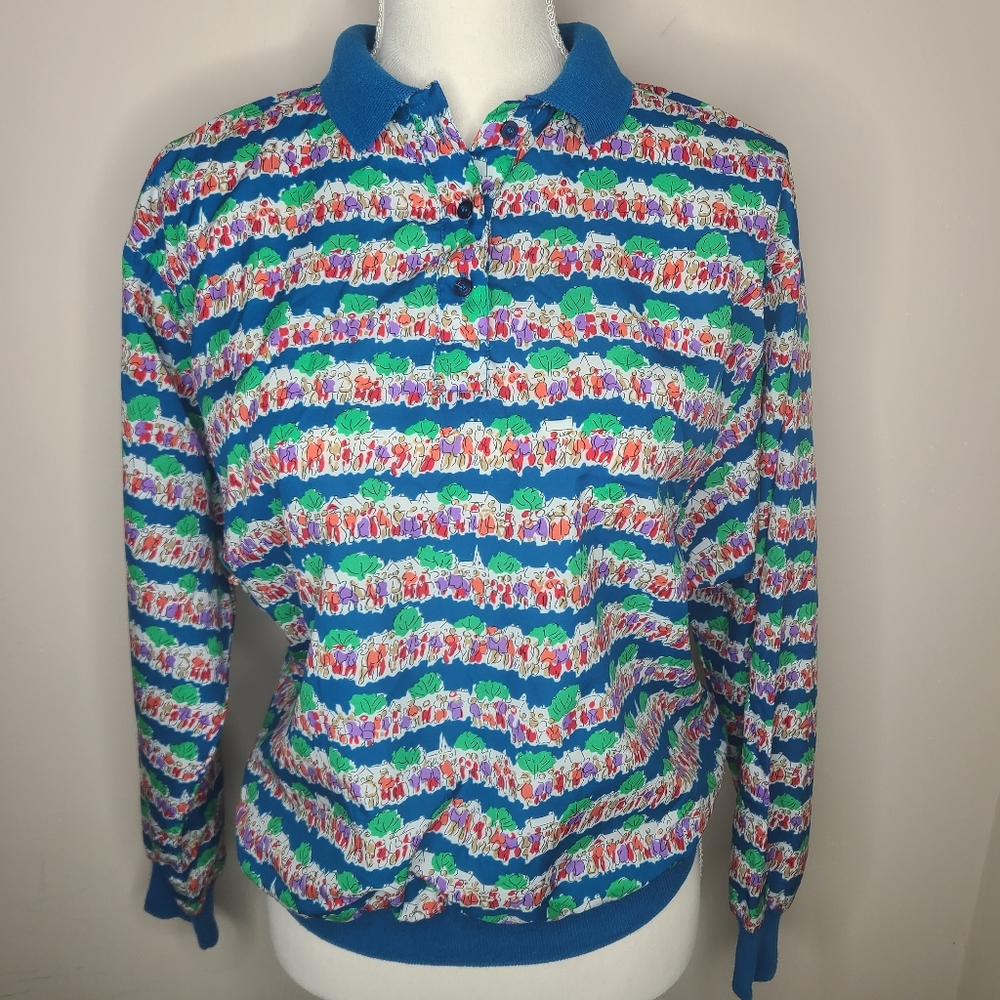 Diane‎ Von Furstenberg Vintage Funky Blouse Top Size 12 80s